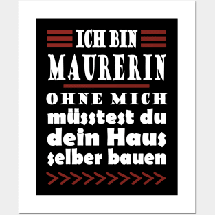 Maurerin Mädchen Handwerk Baustelle Spruch Frauen Posters and Art